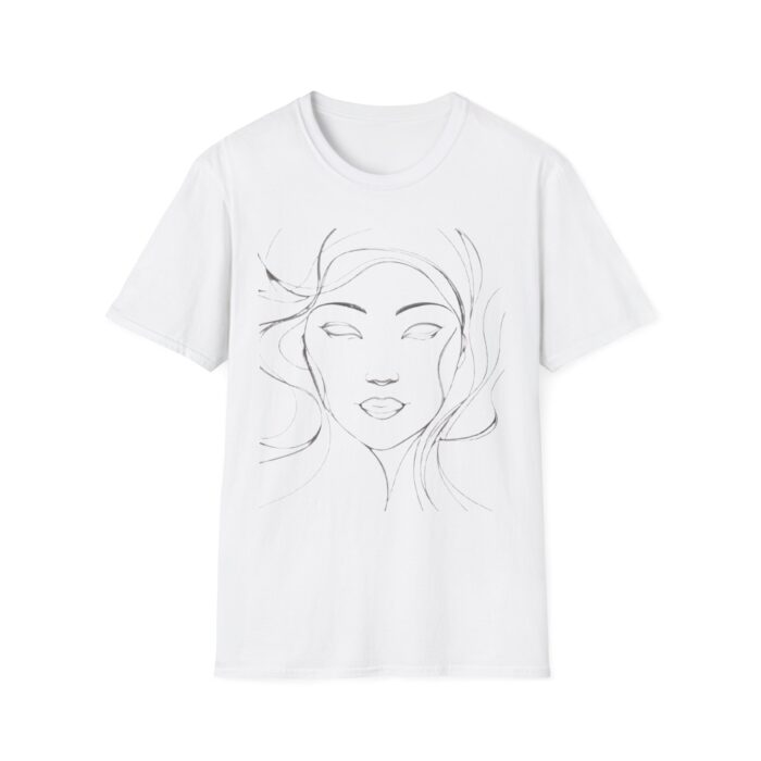 Elegant Line Art Unisex Softstyle T-Shirt - Minimalist Face Design