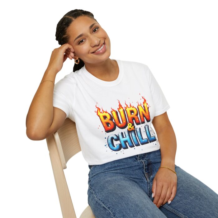 Burn & Chill Unisex Softstyle T-Shirt | Fun Streetwear for Relaxing and Celebrations - Image 5