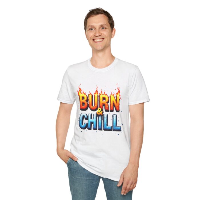 Burn & Chill Unisex Softstyle T-Shirt | Fun Streetwear for Relaxing and Celebrations - Image 4