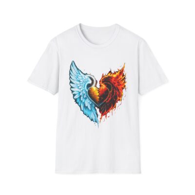 Unisex Softstyle T-Shirt with Winged Heart Design – Perfect for Expressing Love and Passion