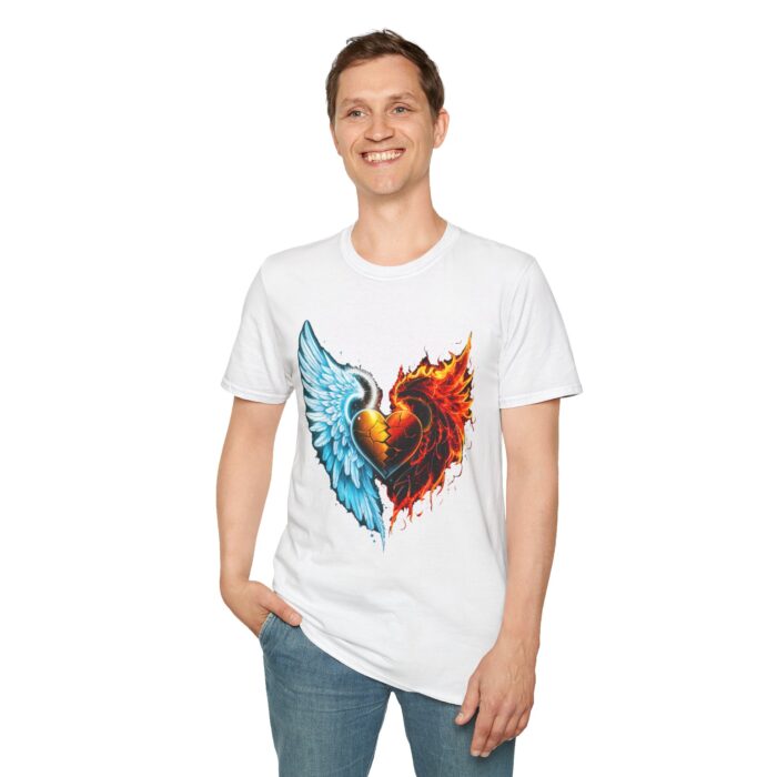 Unisex Softstyle T-Shirt with Winged Heart Design – Perfect for Expressing Love and Passion - Image 4